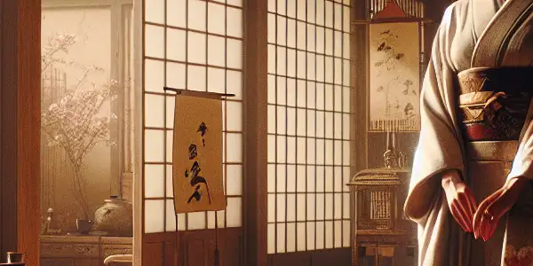 A captivating female figure in a traditional Japanese home, embodying the warmth and complexity of the "mother" archetype.