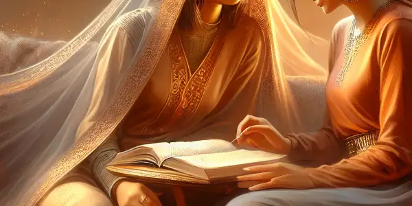 Two sisters sharing a candid moment of laughter in a cozy, warmly-lit room filled with soft furnishings.